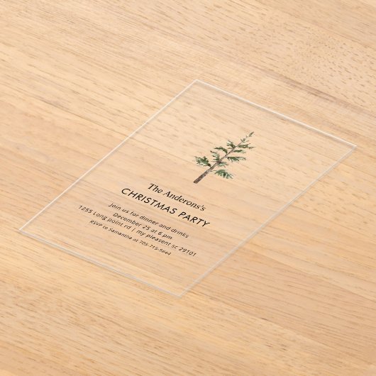 Elegant Wreath Christmas Party  Acrylic Invitation Acryl Uitnodigingen (Laagn)