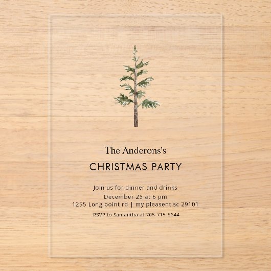 Elegant Wreath Christmas Party  Acrylic Invitation Acryl Uitnodigingen (Voorkant)