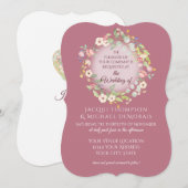 Elegant Wreath Dusty Pink Roses Floral Wedding Kaart (Voorkant / Achterkant)