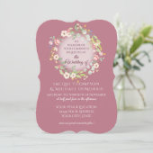 Elegant Wreath Dusty Pink Roses Floral Wedding Kaart (Staand voorkant)