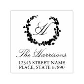 Elegant Wreath Family Address Self-Inking Stamp Zelfinktende Stempel (Design)
