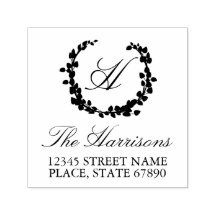 Elegant Wreath Family Address Self-Inking Stamp