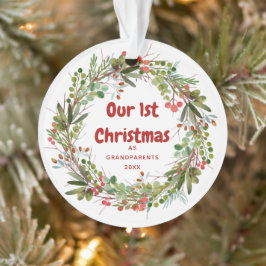 Elegant Wreath First Kerstmis Ornament
