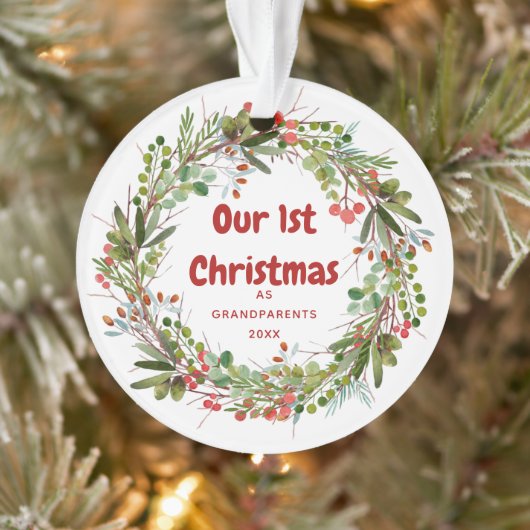 Elegant Wreath First Kerstmis Ornament (Boom)