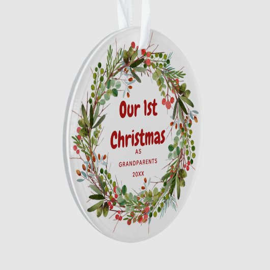 Elegant Wreath First Kerstmis Ornament (voorkant)