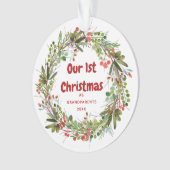 Elegant Wreath First Kerstmis Ornament (voorkant)