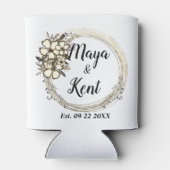 Elegant Wreath Floral Glitter Wedding Blikjeskoeler (Achterkant)