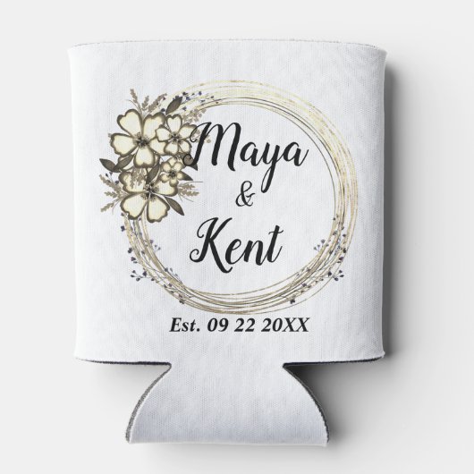 Elegant Wreath Floral Glitter Wedding Blikjeskoeler (Achterkant)