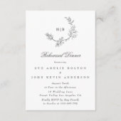 Elegant Wreath Floral Monogram Minimal Wedding Informatiekaartje (Voorkant)