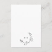 Elegant Wreath Floral Monogram Minimal Wedding Informatiekaartje (Achterkant)