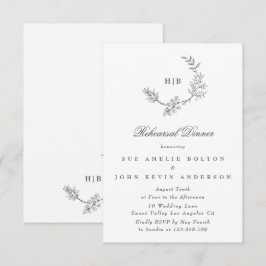 Elegant Wreath Floral Monogram Minimal Wedding Informatiekaartje
