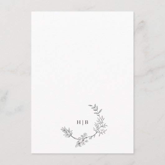 Elegant Wreath Floral Monogram Minimal Wedding Menu (Achterkant)