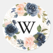 Elegant Wreath Floral Wedding Envelope Seals Ronde Sticker (Voorkant)