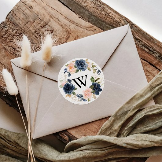 Elegant Wreath Floral Wedding Envelope Seals Ronde Sticker