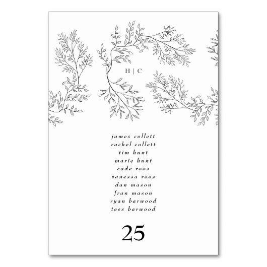 Elegant Wreath Floral Wreatal Minimal Monogram Kaart (Achterkant)