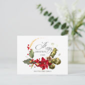 Elegant Wreath Holly Berry Mistletoe Kerstmis Briefkaart (Staand voorkant)