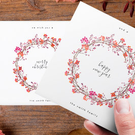 Elegant Wreath Merry Kerstmis en Happy Nieuwjaar Feestdagenkaart