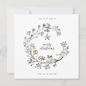 Elegant Wreath Merry Kerstmis en Happy Nieuwjaar Feestdagenkaart (Voorkant)