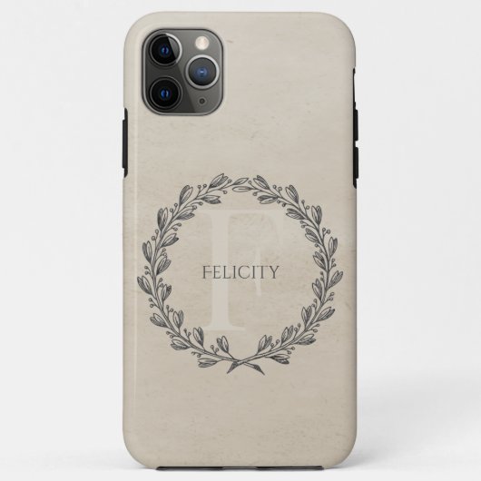 Elegant Wreath Monogram | Beige Case-Mate iPhone Case (Achterkant)