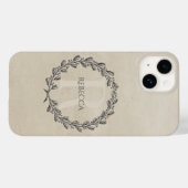 Elegant Wreath Monogram | Beige Case-Mate iPhone Case (Achterkant (horizontaal))