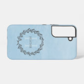 Elegant Wreath Monogram | Blauw Samsung Galaxy Hoesje (Achterkant horizontaal)