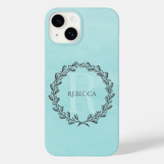 Elegant Wreath Monogram | BLAUWGROEN Case-Mate iPhone Case (Achterkant)