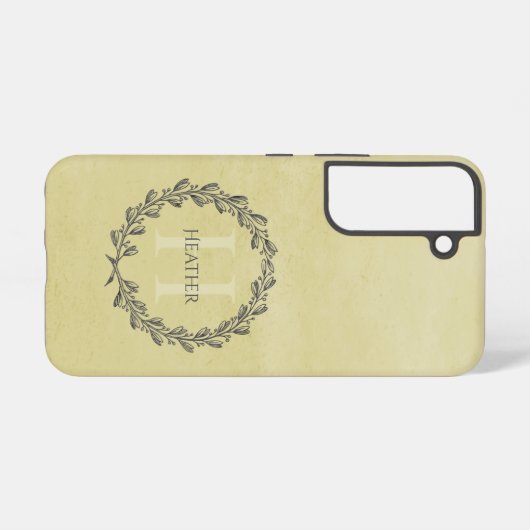 Elegant Wreath Monogram | Geel Samsung Galaxy Hoesje (Achterkant horizontaal)