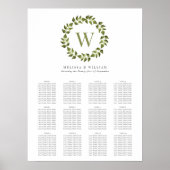 Elegant Wreath Monogram Green Wedding Seating Seat Poster (Voorkant)