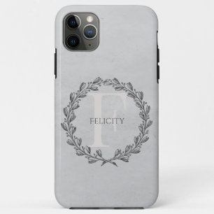 Elegant Wreath Monogram Grijs Case-Mate iPhone Case
