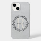 Elegant Wreath Monogram | Grijs Case-Mate iPhone Case (Achterkant)