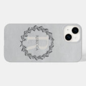Elegant Wreath Monogram | Grijs Case-Mate iPhone Case (Achterkant (horizontaal))