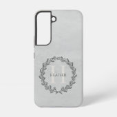 Elegant Wreath Monogram | Grijs Samsung Galaxy Hoesje (Achterkant)