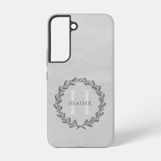 Elegant Wreath Monogram | Grijs Samsung Galaxy Hoesje (Achterkant)