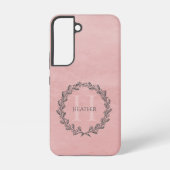 Elegant Wreath Monogram | Roze Samsung Galaxy Hoesje (Achterkant)