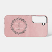 Elegant Wreath Monogram | Roze Samsung Galaxy Hoesje (Achterkant horizontaal)