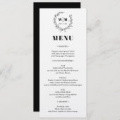 Elegant Wreath Monogram Wedding Menu Kaart (Voorkant / Achterkant)