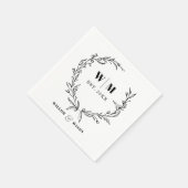 Elegant Wreath Monogram Wedding Napkins Servet (Hoek)