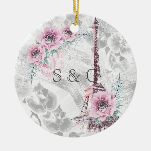 Elegant Wreath of roze bloemen. Keramisch Ornament (Voorkant)