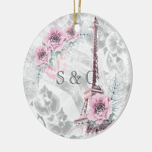 Elegant Wreath of roze bloemen. Keramisch Ornament (Links)