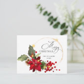 Elegant Wreath Poinsettia Mistletoe Kerstmis Briefkaart (Staand voorkant)