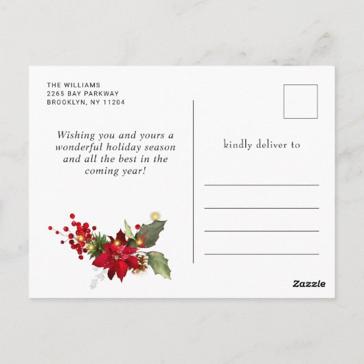 Elegant Wreath Poinsettia Mistletoe Kerstmis Briefkaart (Achterkant)
