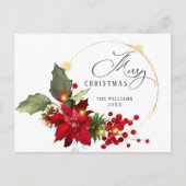 Elegant Wreath Poinsettia Mistletoe Kerstmis Briefkaart (Voorkant)