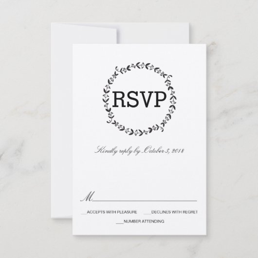 Elegant Wreath Rustic Kraft Wedding RSVP Kaartje (Voorkant)