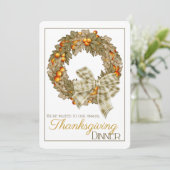 Elegant Wreath Thanksgiving Dinner Party nodigt 12 Kaart (Staand voorkant)