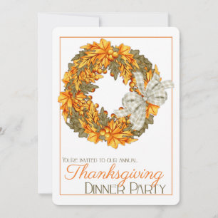 Elegant Wreath Thanksgiving Dinner Party nodigt 16 Kaart
