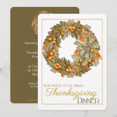 Elegant Wreath Thanksgiving nodigt uit 13 Kaart (Voorkant / Achterkant)