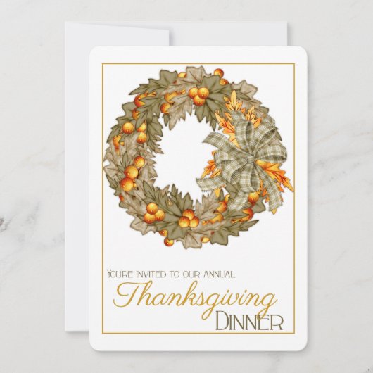 Elegant Wreath Thanksgiving nodigt uit 13 Kaart (Voorkant)