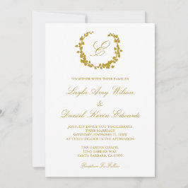 Elegant Wreath Wedding Invitation Kaart