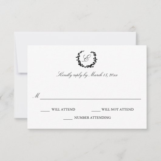 Elegant Wreath Wedding RSVP Kaartje (Voorkant)
