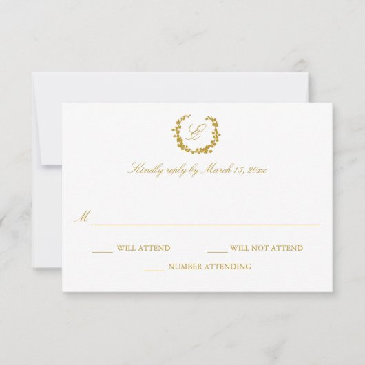 Elegant Wreath Wedding RSVP Kaartje (Voorkant)